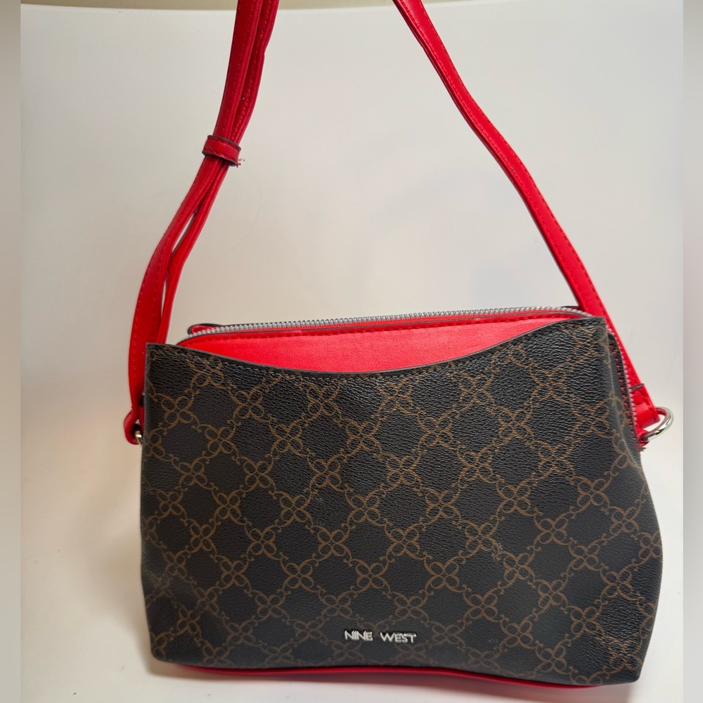Nine West Canvas & Red Crossbody